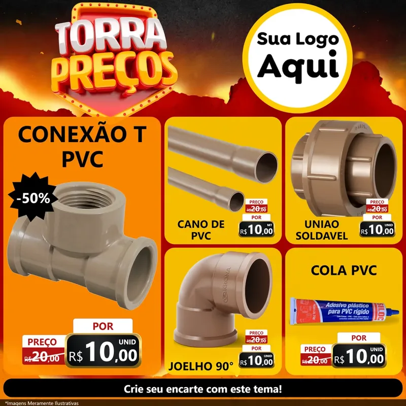 Modelo de Rede Social para Feed Facebook com o tema Torra Preços para Tubos e conexões