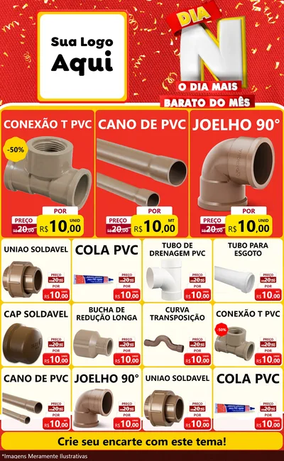 Modelo de Encarte para Encarte Grande com o tema Dia N o Dia Mais Barato do Mês para Tubos e conexões