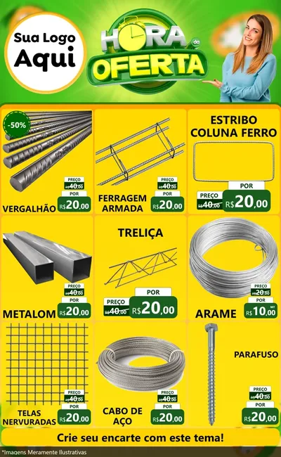Modelo de Encarte para Encarte Grande com o tema Hora da Oferta para Ferragens