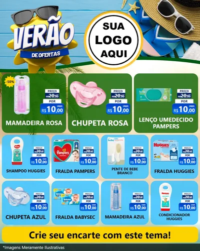 Modelo de Rede Social para Feed Instagram com o tema Verão de Ofertas para Bebês
