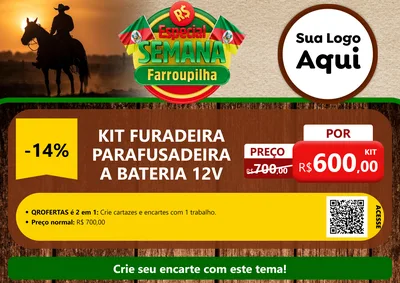Modelo de Cartaz para Cartaz A4 Horizontal com o tema Especial Semana Farroupilha para Maquinas e Ferramentas