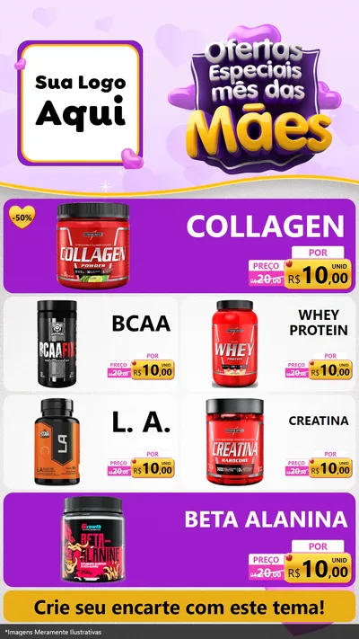 Modelo de TV para TV Vertical com o tema Ofertas Especiais - Mês das Mães para Suplementos alimentares