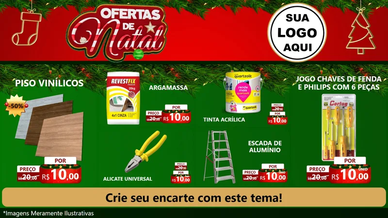 Modelo de TV para TV Horizontal com o tema Ofertas de Natal para Material para Construção