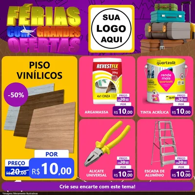 Modelo de Rede Social para Feed Facebook com o tema Férias com Grandes Ofertas para Material para Construção