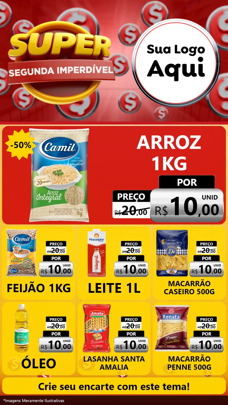 Modelo de Rede Social para Stories com o tema Super Segunda Imperdível para Supermercado