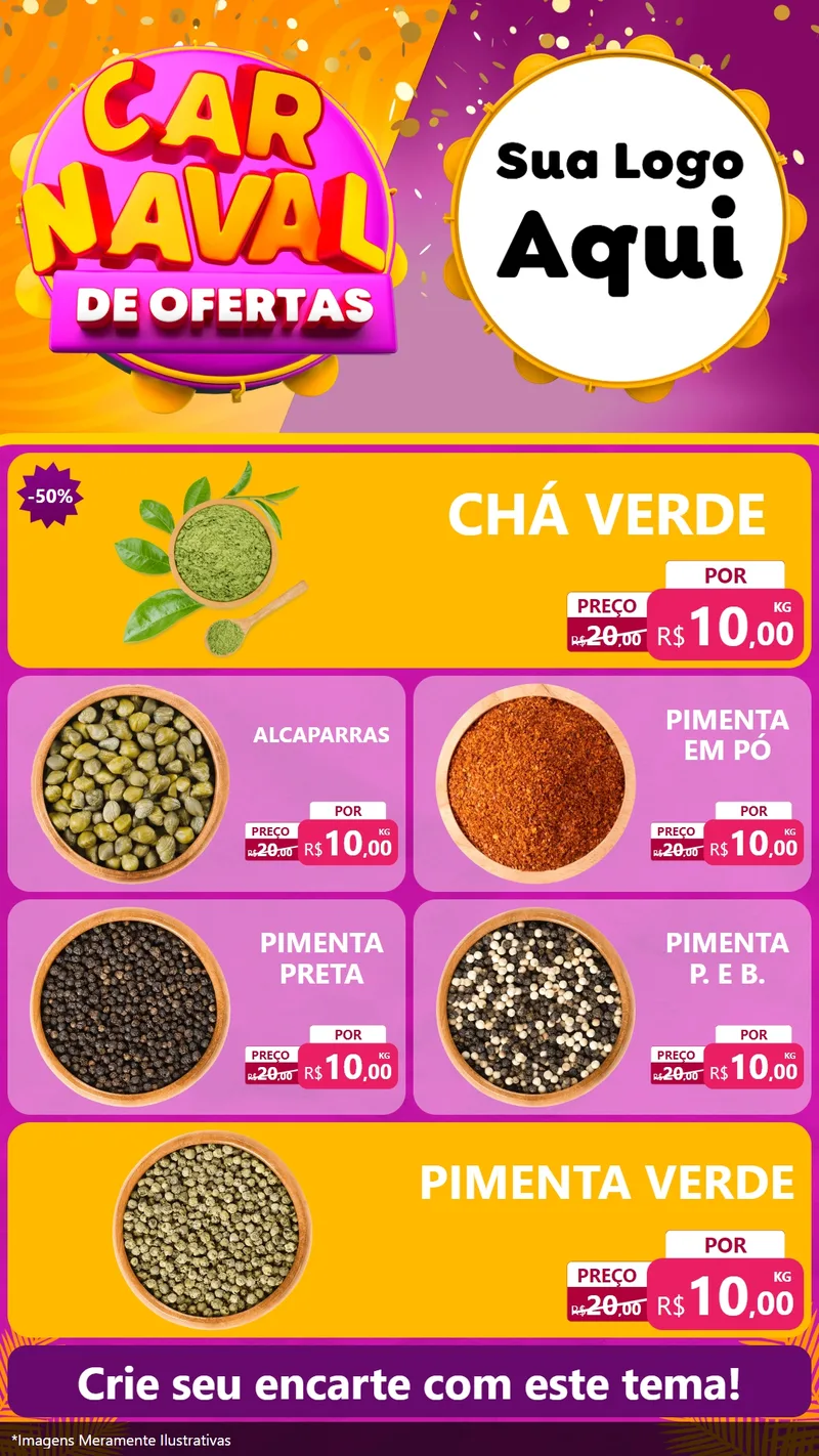 Modelo de TV para TV Vertical com o tema Carnaval de Ofertas para Produtos Naturais