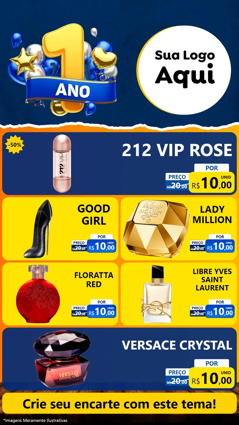 Modelo de TV para TV Vertical com o tema Um Ano de Aniversário para Perfumes