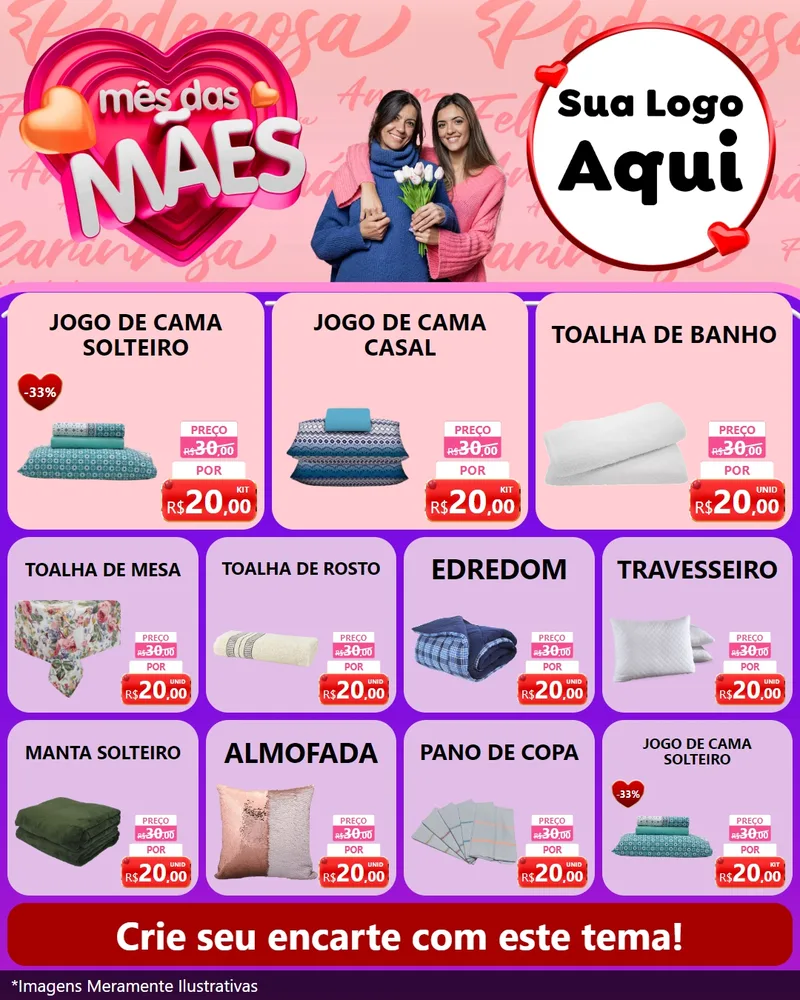 Modelo de Rede Social para Feed Instagram com o tema Mês Das Mães para Cama, Mesa e Banho