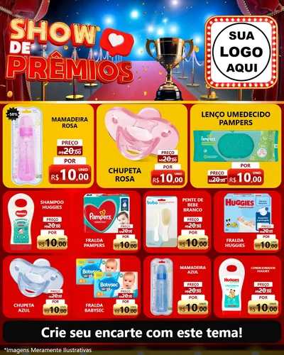 Modelo de Rede Social para Feed Instagram com o tema Show de Prêmios para Bebês
