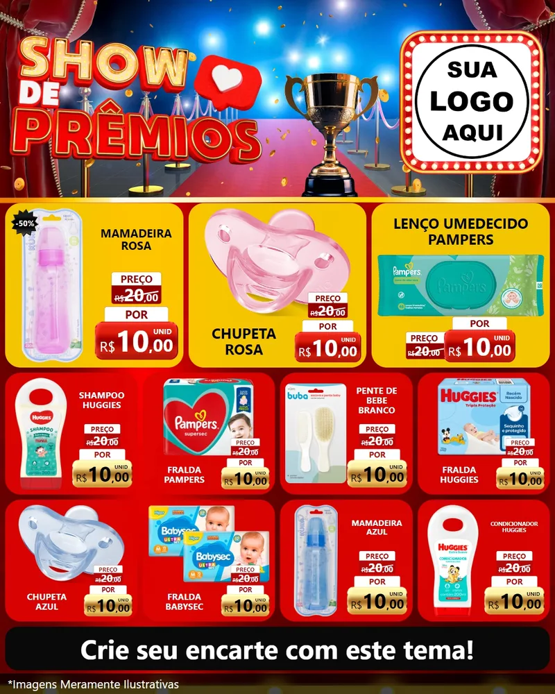 Modelo de Rede Social para Feed Instagram com o tema Show de Prêmios para Bebês
