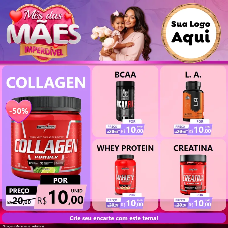 Modelo de Rede Social para Feed Facebook com o tema Mês das Mães Imperdível para Suplementos alimentares