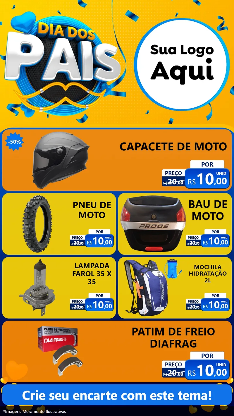 Modelo de TV para TV Vertical com o tema Dia dos Pais para Moto peças
