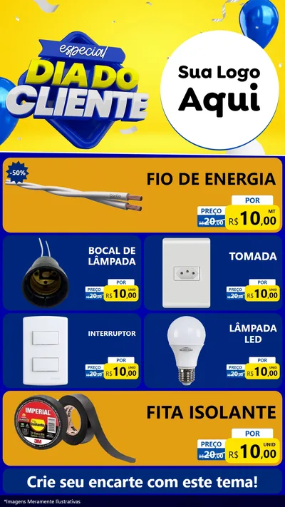 Modelo de TV para TV Vertical com o tema Especial Dia do Cliente para Materiais Elétricos