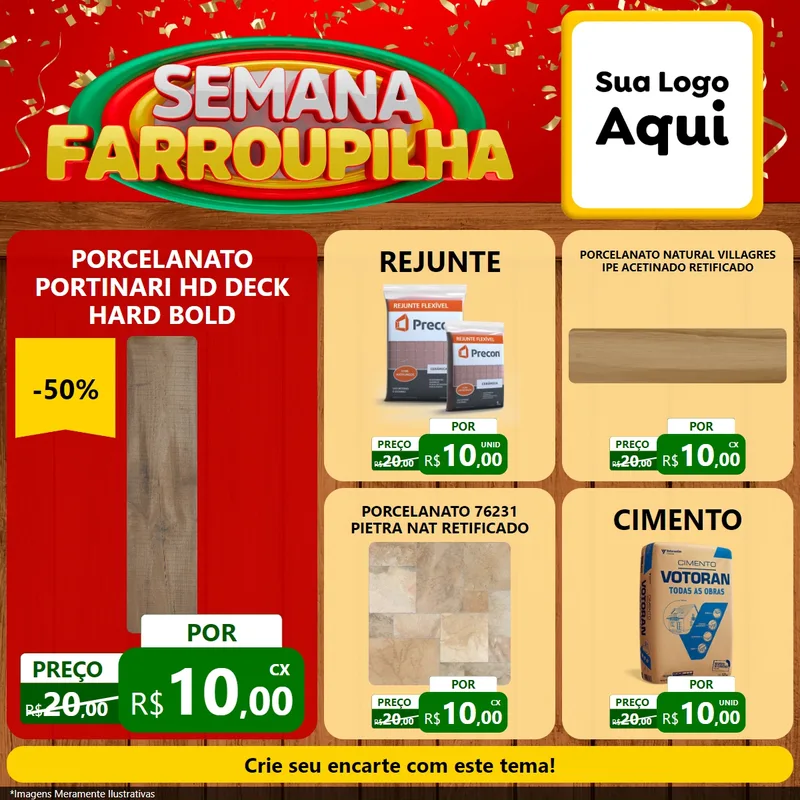Modelo de Rede Social para Feed Facebook com o tema Semana Farroupilha para Pisos e revestimentos