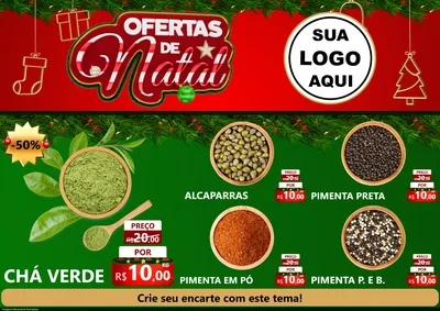 Modelo de Encarte para Encarte A4 Horizontal com o tema Ofertas de Natal para Produtos Naturais
