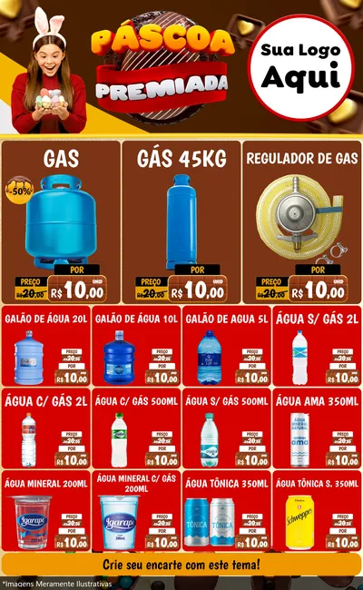 Modelo de Encarte para Encarte Grande com o tema Páscoa Premiada para Água e gás