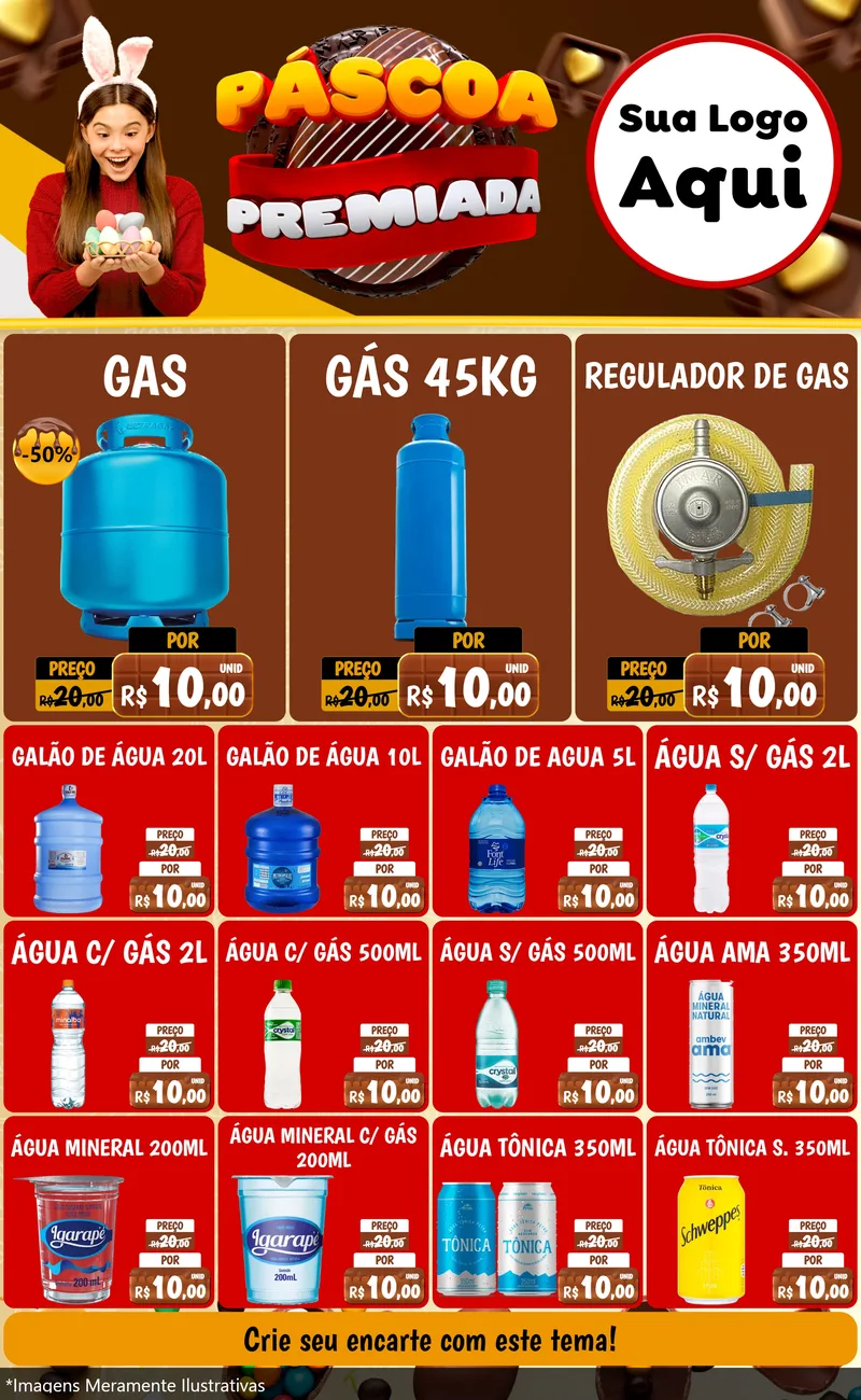 Modelo de Encarte para Encarte Grande com o tema Páscoa Premiada para Água e gás