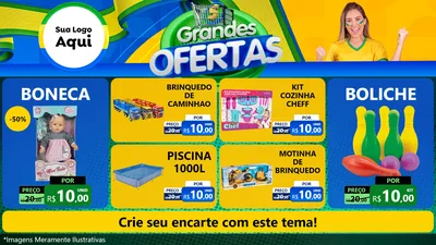 Modelo de TV para TV Horizontal com o tema Grandes Ofertas para Brinquedos