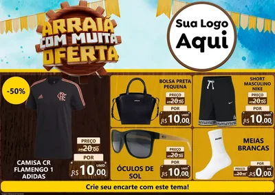 Modelo de Encarte para Encarte A4 Horizontal com o tema Ofertas de São João - Junina para Roupas e acessórios