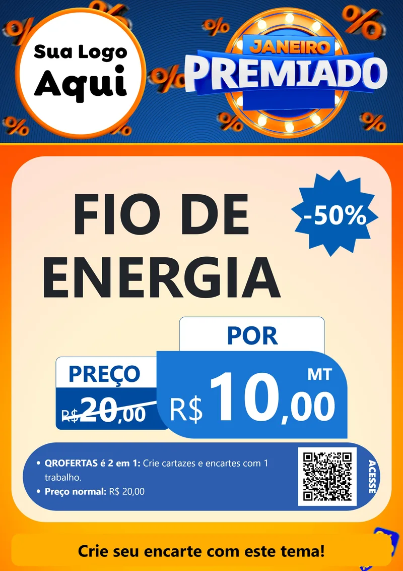 Modelo de Cartaz para Cartaz A4 Vertical com o tema Janeiro Premiado para Materiais Elétricos