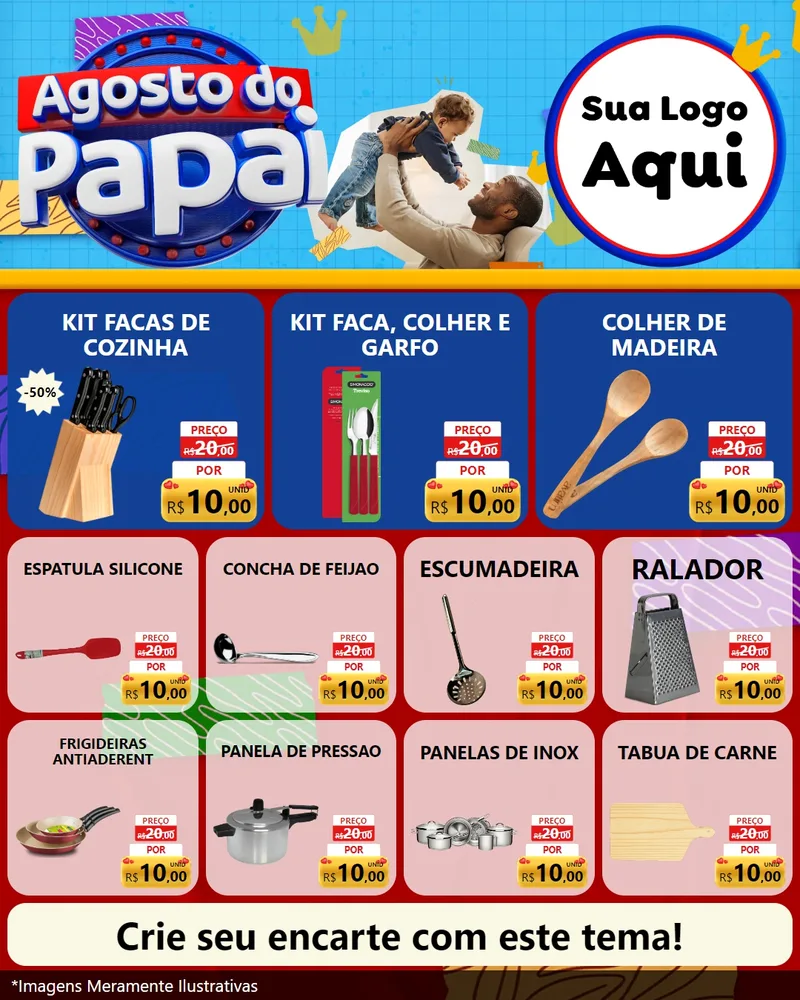 Modelo de Rede Social para Feed Instagram com o tema Agosto do Papai para Utilidades Domésticas