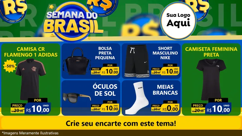Modelo de TV para TV Horizontal com o tema Semana Do Brasil para Roupas e acessórios