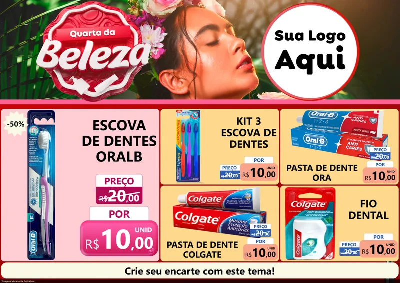 Modelo de Encarte para Encarte A4 Horizontal com o tema Quarta da Beleza para Higiene Pessoal