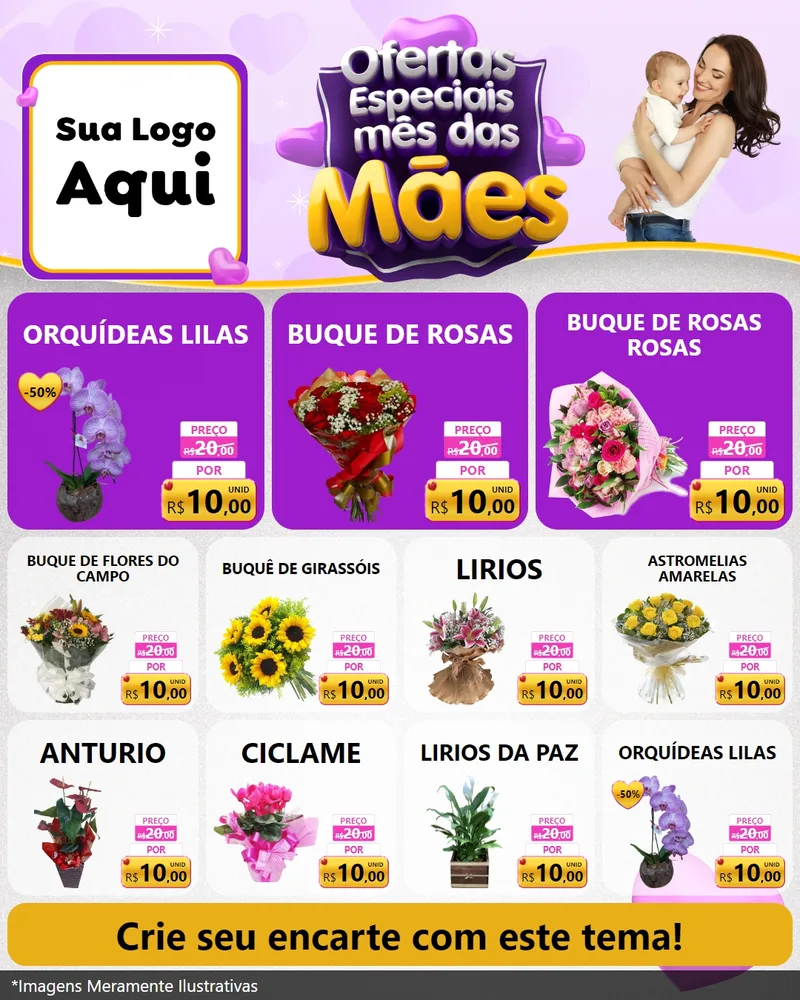 Modelo de Rede Social para Feed Instagram com o tema Ofertas Especiais - Mês das Mães para Floricultura e jardim