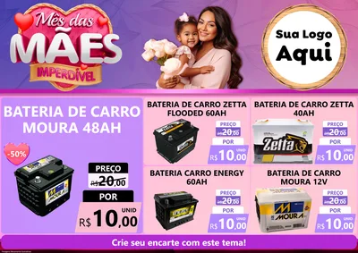 Modelo de Encarte para Encarte A4 Horizontal com o tema Mês das Mães Imperdível para Baterias Elétricas