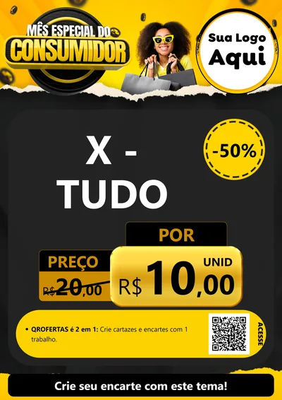 Modelo de Cartaz para Cartaz A4 Vertical com o tema Mês Especial do Consumidor para Hamburgueria