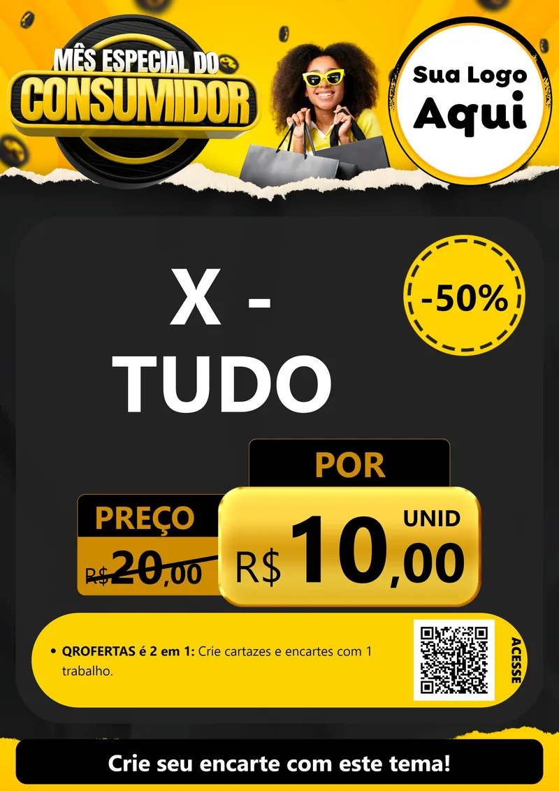 Modelo de Cartaz para Cartaz A4 Vertical com o tema Mês Especial do Consumidor para Hamburgueria