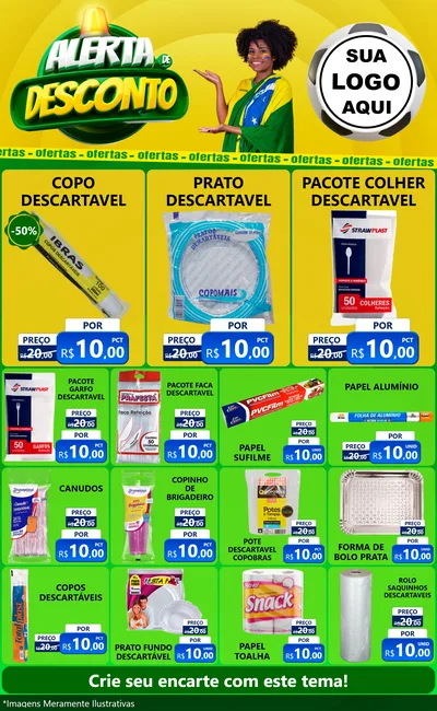 Modelo de Encarte para Encarte Grande com o tema Alerta de Desconto para Embalagens