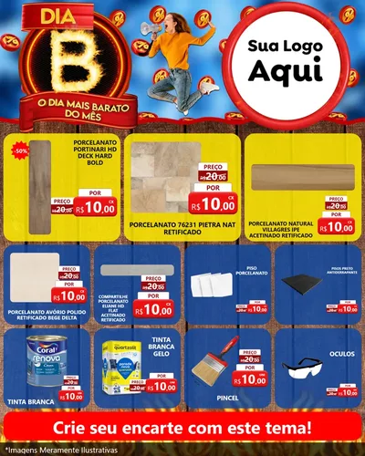 Modelo de Rede Social para Feed Instagram com o tema Dia B - O Dia Mais Barato Do Mês para Pisos e revestimentos