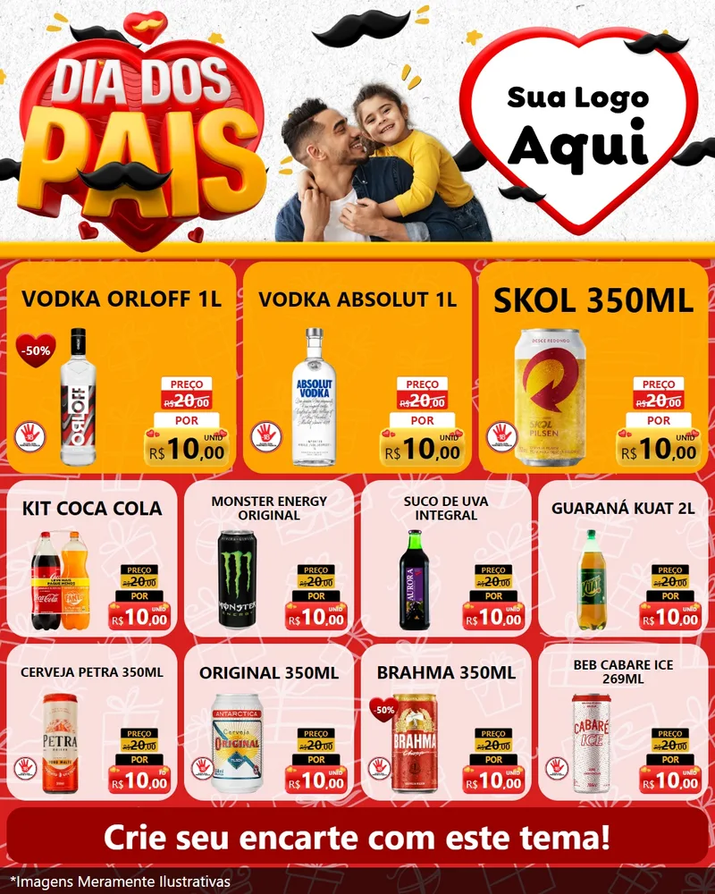 Modelo de Rede Social para Feed Instagram com o tema Dia dos Pais para Distribuidora de bebidas