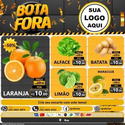 Modelo de Rede Social para Feed Facebook com o tema Bota Fora para Hortifrúti