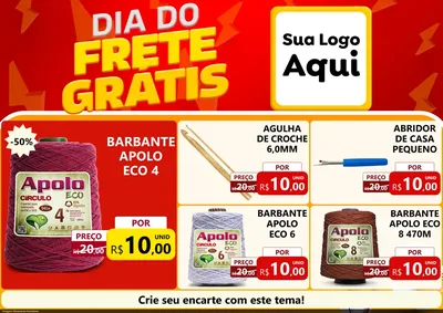 Modelo de Encarte para Encarte A4 Horizontal com o tema Dia do Frete Grátis para Armarinho e Aviamentos