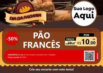 Modelo de Cartaz para Cartaz A4 Horizontal com o tema Dia da Padaria para Padaria