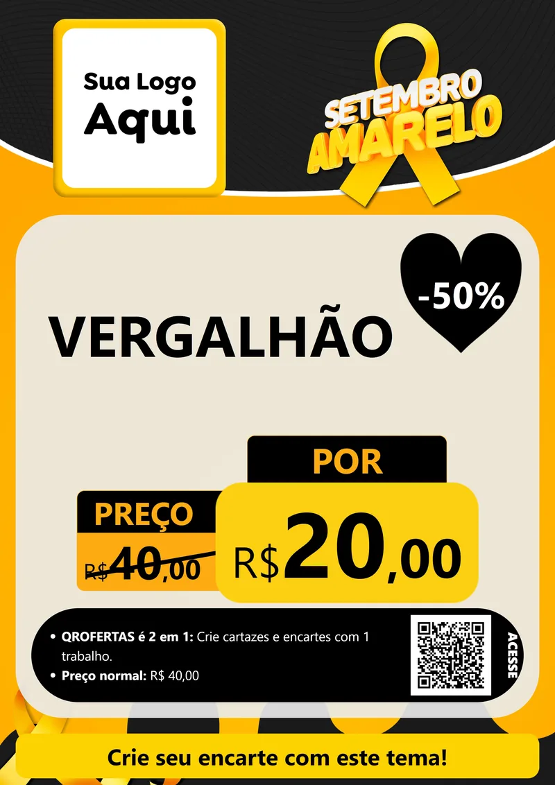 Modelo de Cartaz para Cartaz A4 Vertical com o tema Setembro Amarelo para Ferragens
