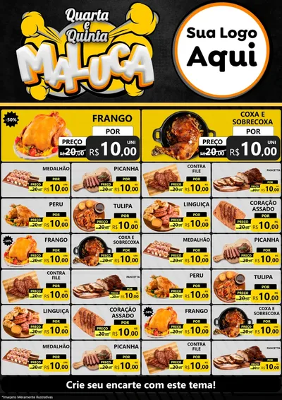 Modelo de Encarte para Encarte A4 Vertical com o tema Quarta e Quinta Maluca para Assados