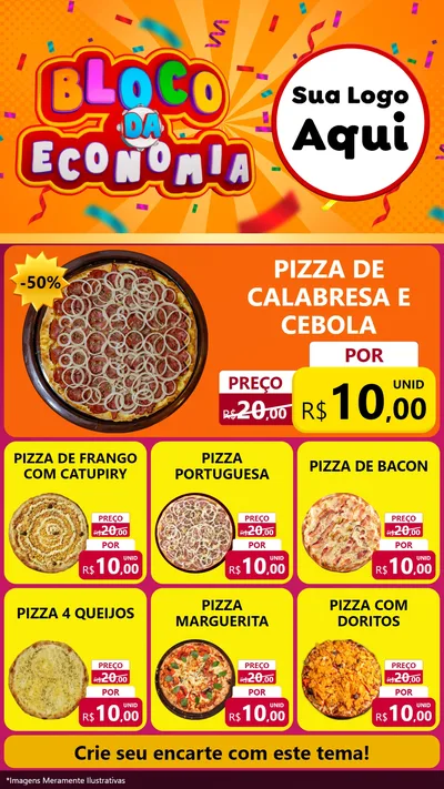Modelo de Rede Social para Stories com o tema Bloco da Economia para Pizzaria