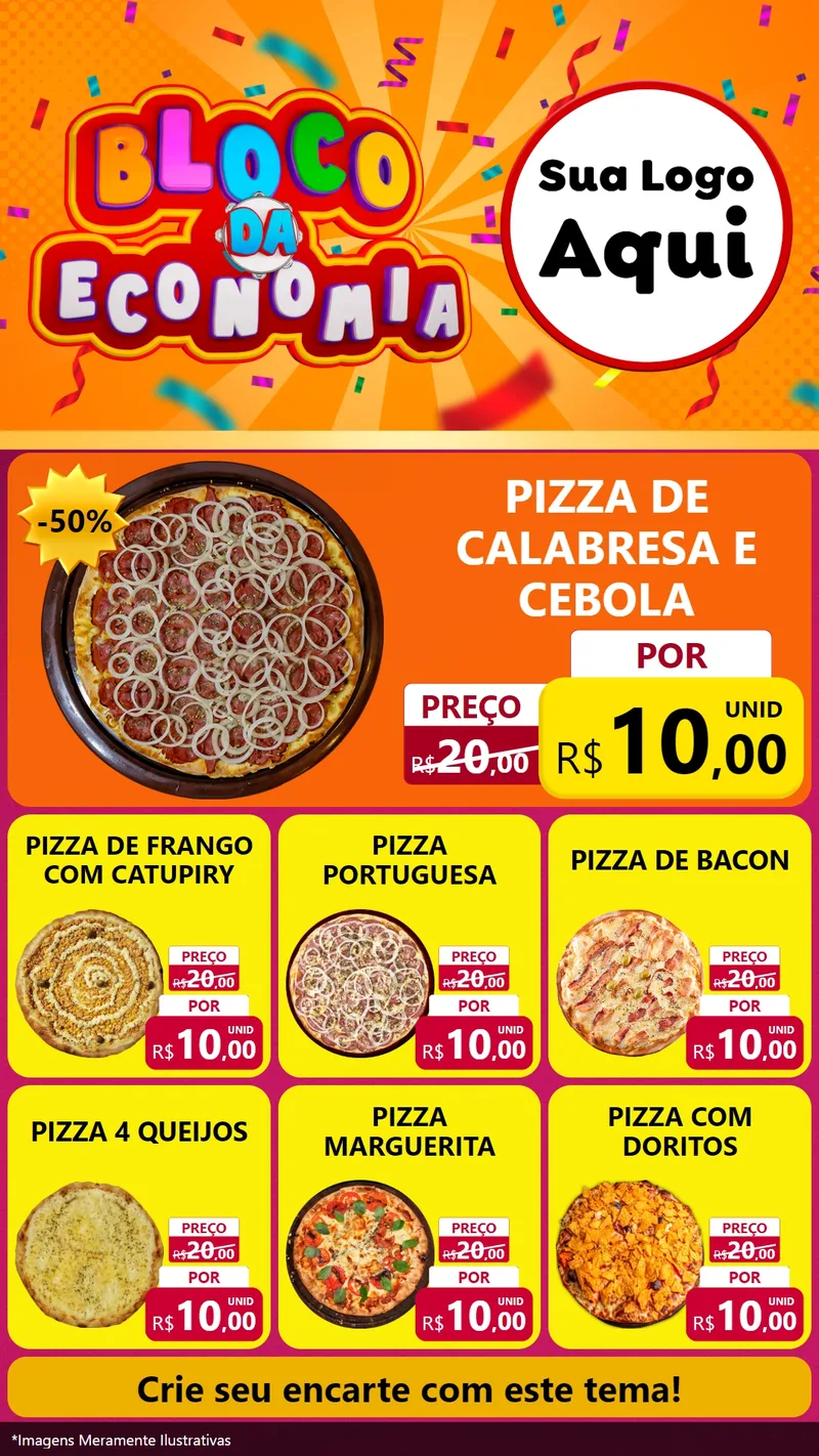Modelo de Rede Social para Stories com o tema Bloco da Economia para Pizzaria