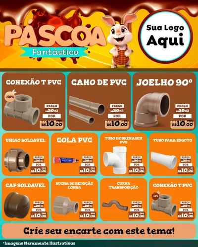 Modelo de Rede Social para Feed Instagram com o tema Páscoa Fantástica para Tubos e conexões