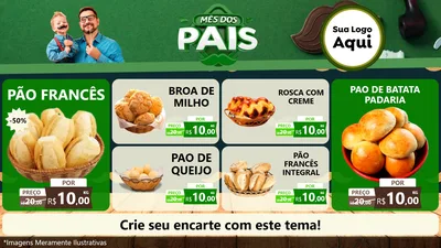Modelo de TV para TV Horizontal com o tema Mês dos Pais para Padaria