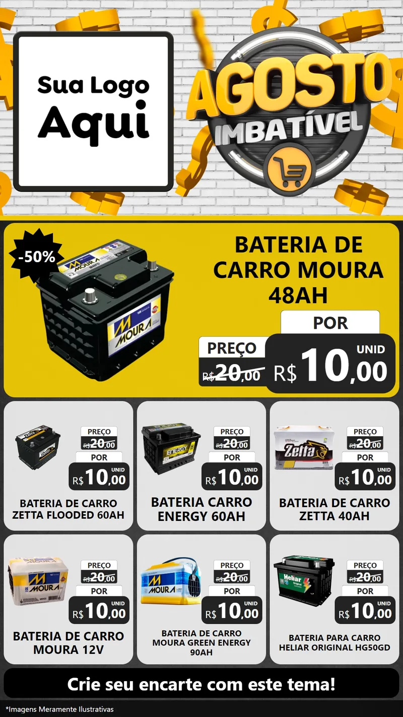 Modelo de Rede Social para Stories com o tema Agosto imbatível para Baterias Elétricas