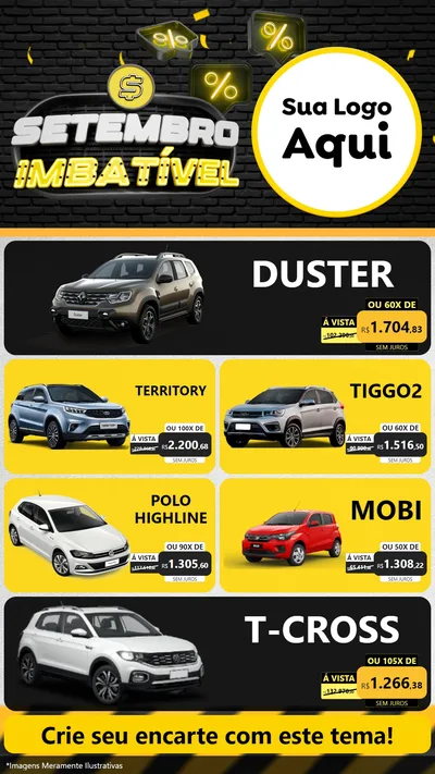 Modelo de TV para TV Vertical com o tema Setembro Imbatível para Concessionaria de Carros