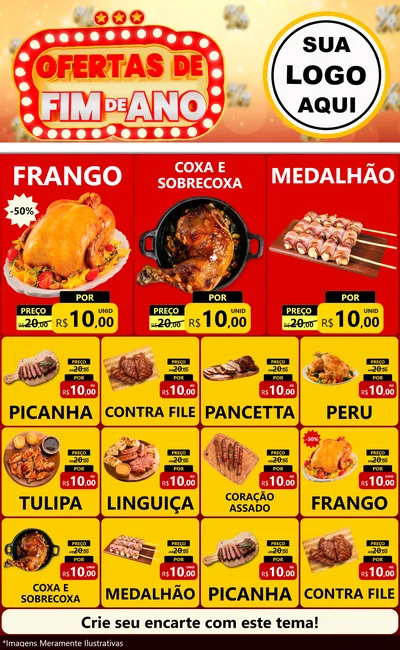 Modelo de Encarte para Encarte Grande com o tema Ofertas de Fim de Ano para Assados