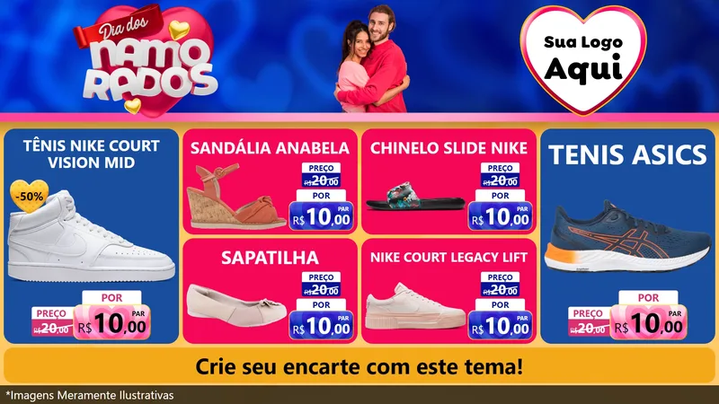 Modelo de TV para TV Horizontal com o tema Dia dos namorados para Calçados