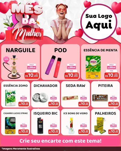 Modelo de Rede Social para Feed Instagram com o tema Mês da Mulher para Tabacaria