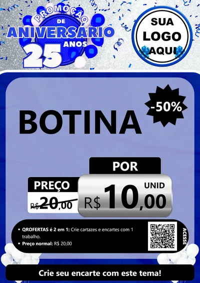 Modelo de Cartaz para Cartaz A4 Vertical com o tema Promoção de Aniversário - 25 Anos para Agropecuária