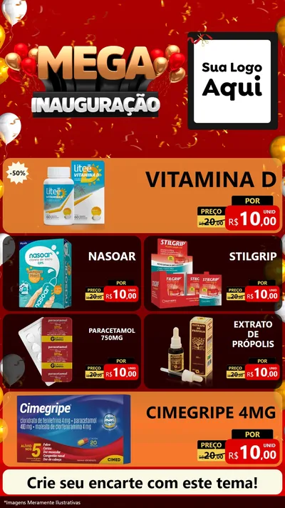 Modelo de TV para TV Vertical com o tema Mega Inauguração para Farmácia
